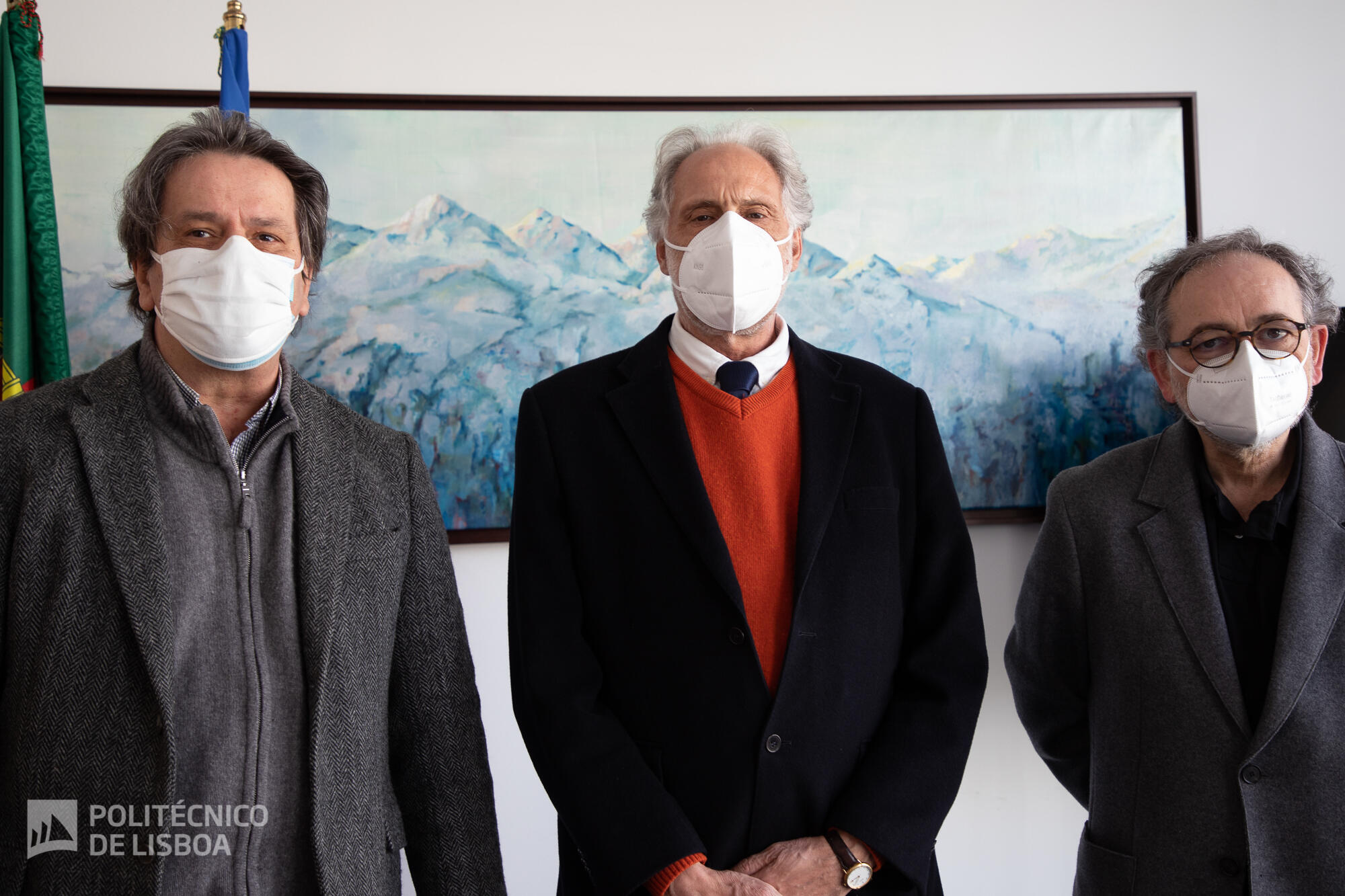 Miguel Henriques, diretor da ESML, Elmano Margato, presidente do IPL, José Massarrão, o empossado (da esquerda para a direita)