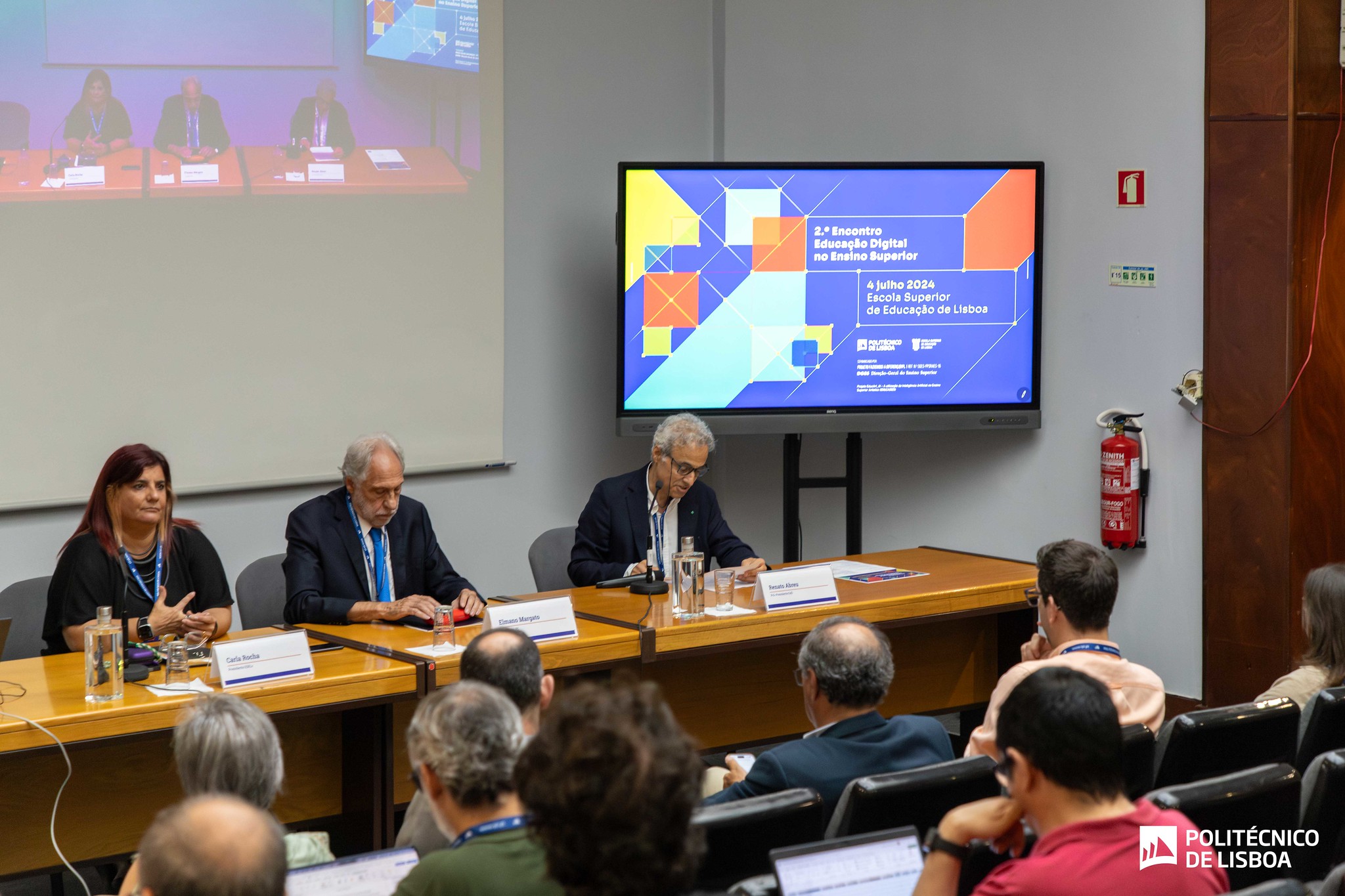 Carla Rocha, Elmano Margato e Renato Abreu no 2.º Encontro de Educação Digital no Ensino Superior