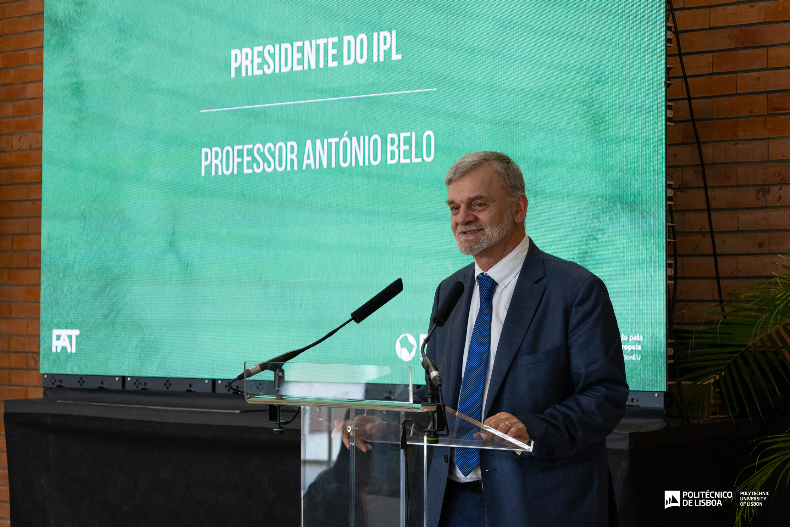 Presidente do Politécnico de Lisboa, António Belo na na cerimónia de lançamento da primeira pedra da Residência ISEL Carbono Zero