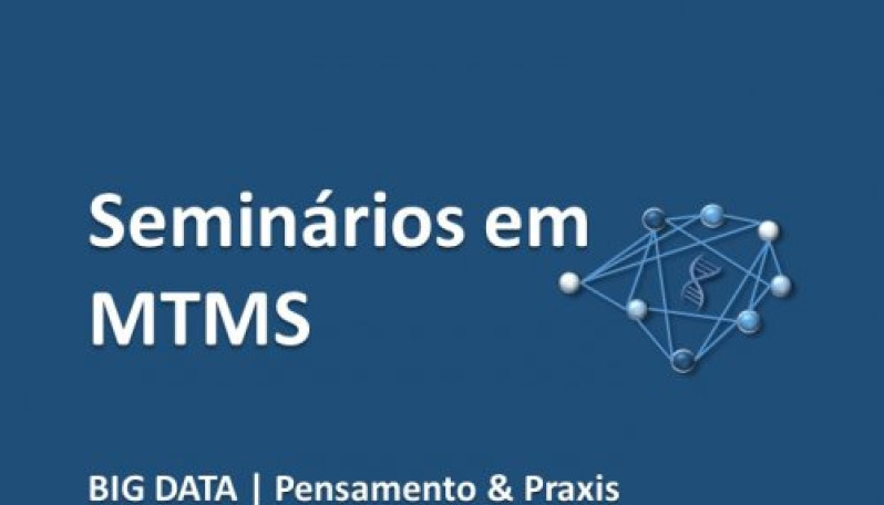 Imagem com fundo azul escuro e texto com moléculas