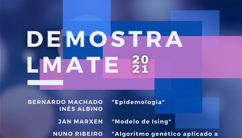 Cartaz com fundo azul escuro com o texto "Demostra LMATE" 