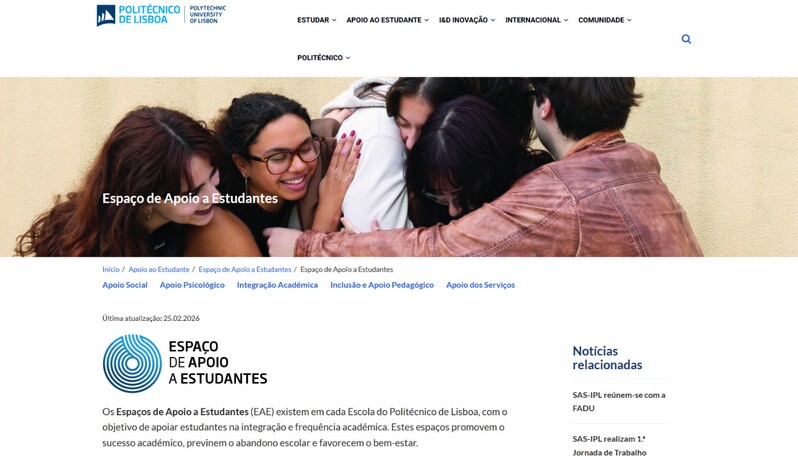 Site dos SAS-IPL passa a estar integrado no site do Politécnico de Lisboa
